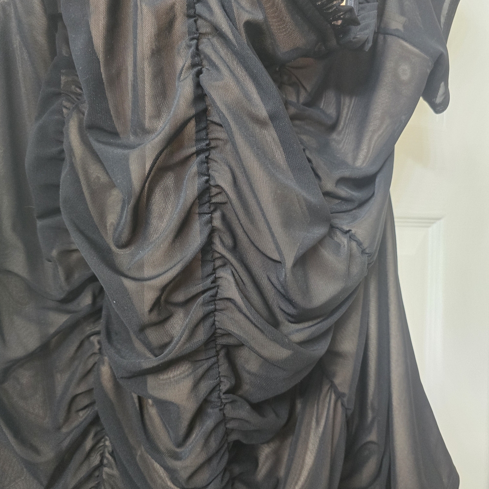 Torrid Black Ruched Tie D Blouse